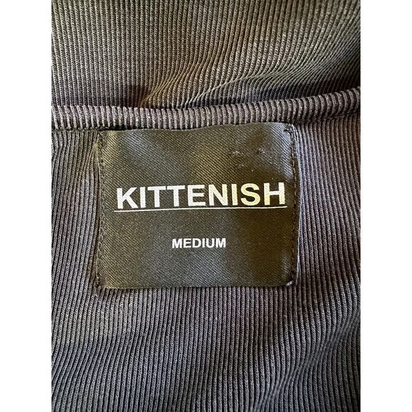 KITTENISH Women's Brooklyn Rae Ribbed Snap Front Fitted Bodysuit Gray Medium - Picture 2 of 10